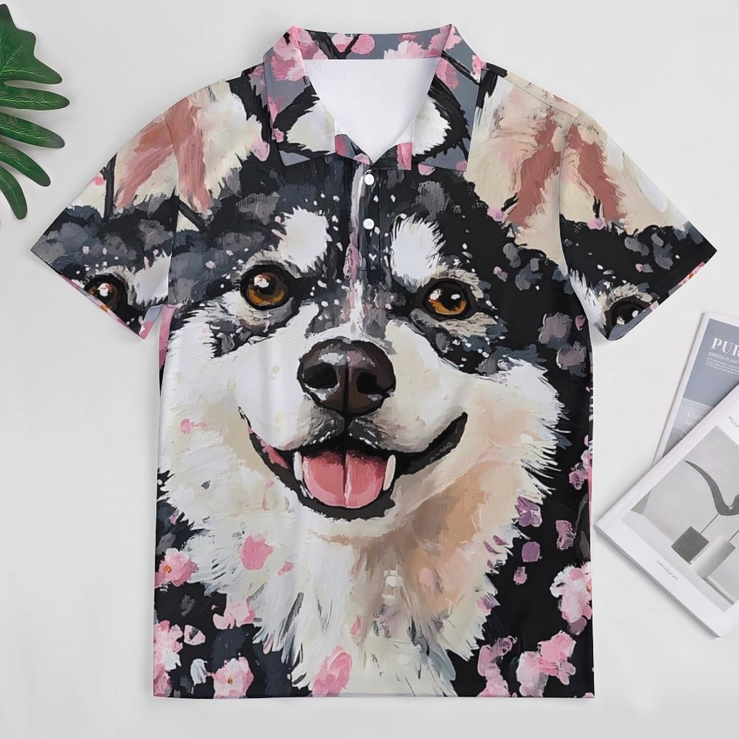 Alaskan Dog Painting Women's Golf Polo Shirts Short Sleeve Quick Dry Tennis Tops Casual Work Blouses
