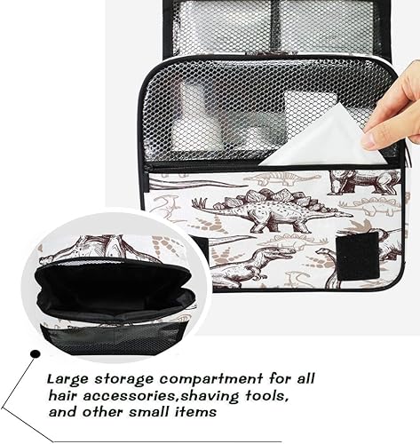 Miniatura 5 de AUUXVA Neceser de viaje, organizador de cosméticos, bolsa de maquillaje colgante para mujeres, hombres y niñas, Dinosaurio, Vintage
