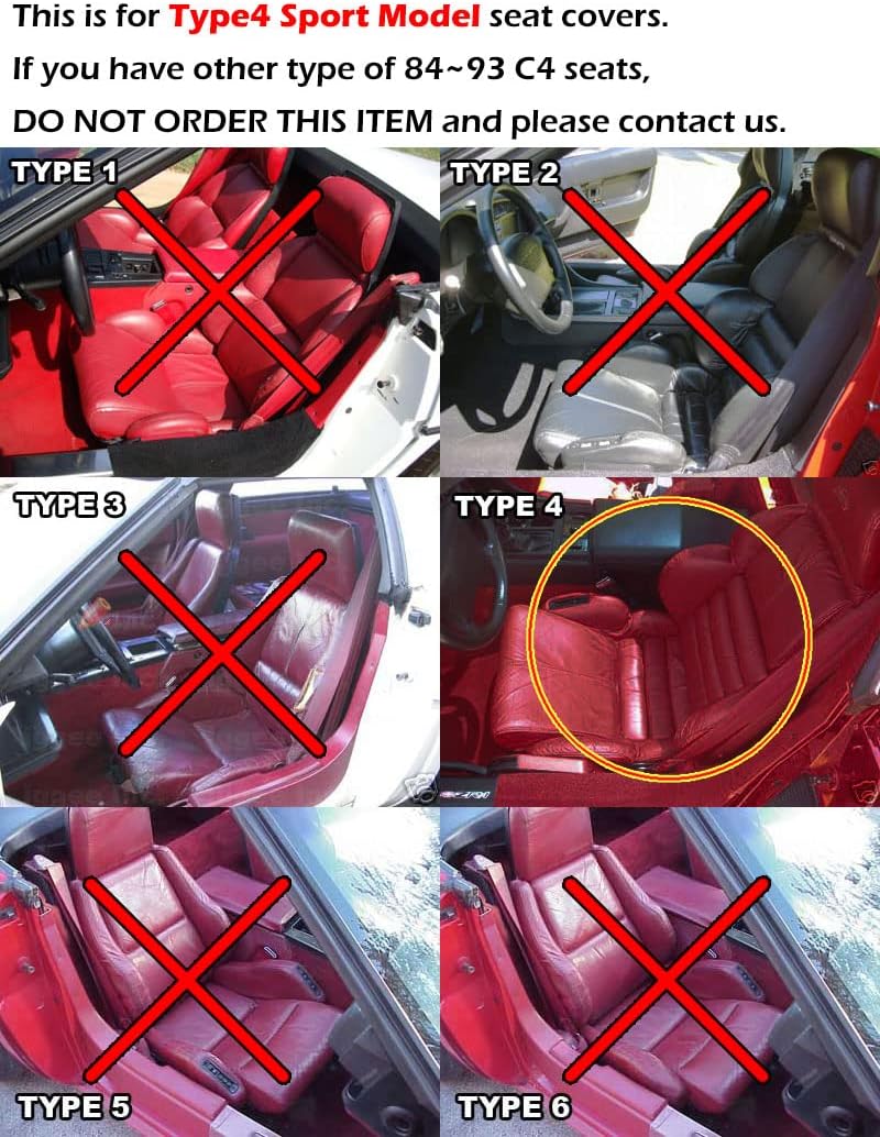 Iggee Artificial Leather Custom Made Original fit Front Seat Covers Designed for 84-93 Chevy Corvette C4 Type4 Sport (Black)