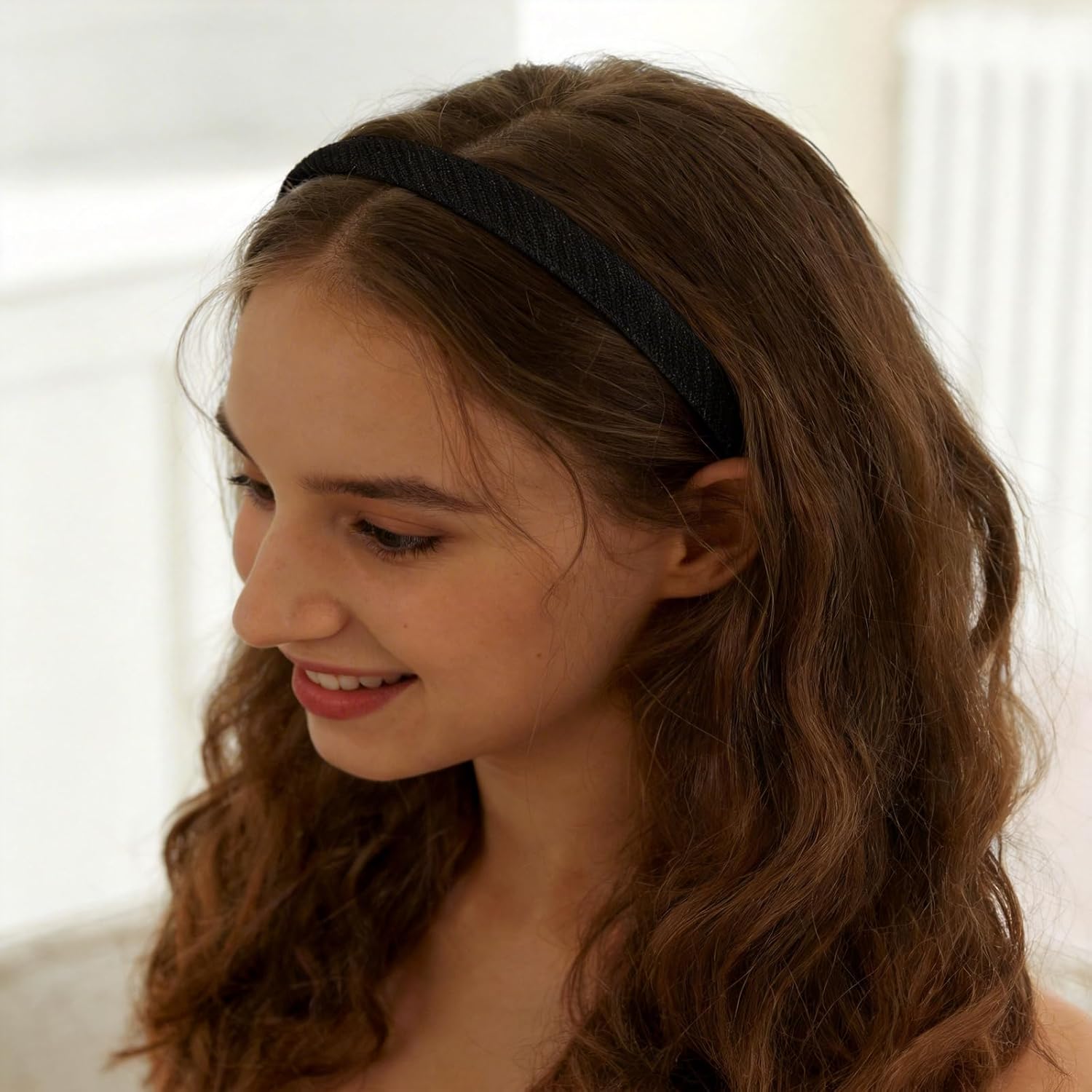 Lahnie 5 Pack Thin Headbands for Women, No Pressure No Headache Comfortable Hairbands Non Slip Skinny Knitted Headbands for Women's Hair, Cute Neutral Color Hair Accessories