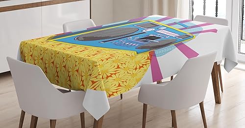 Miniatura 4 de Ambesonne - Mantel de fiesta de los años 70, diseño retro con texto en inglés "Pop Art Manner", color multicolor
