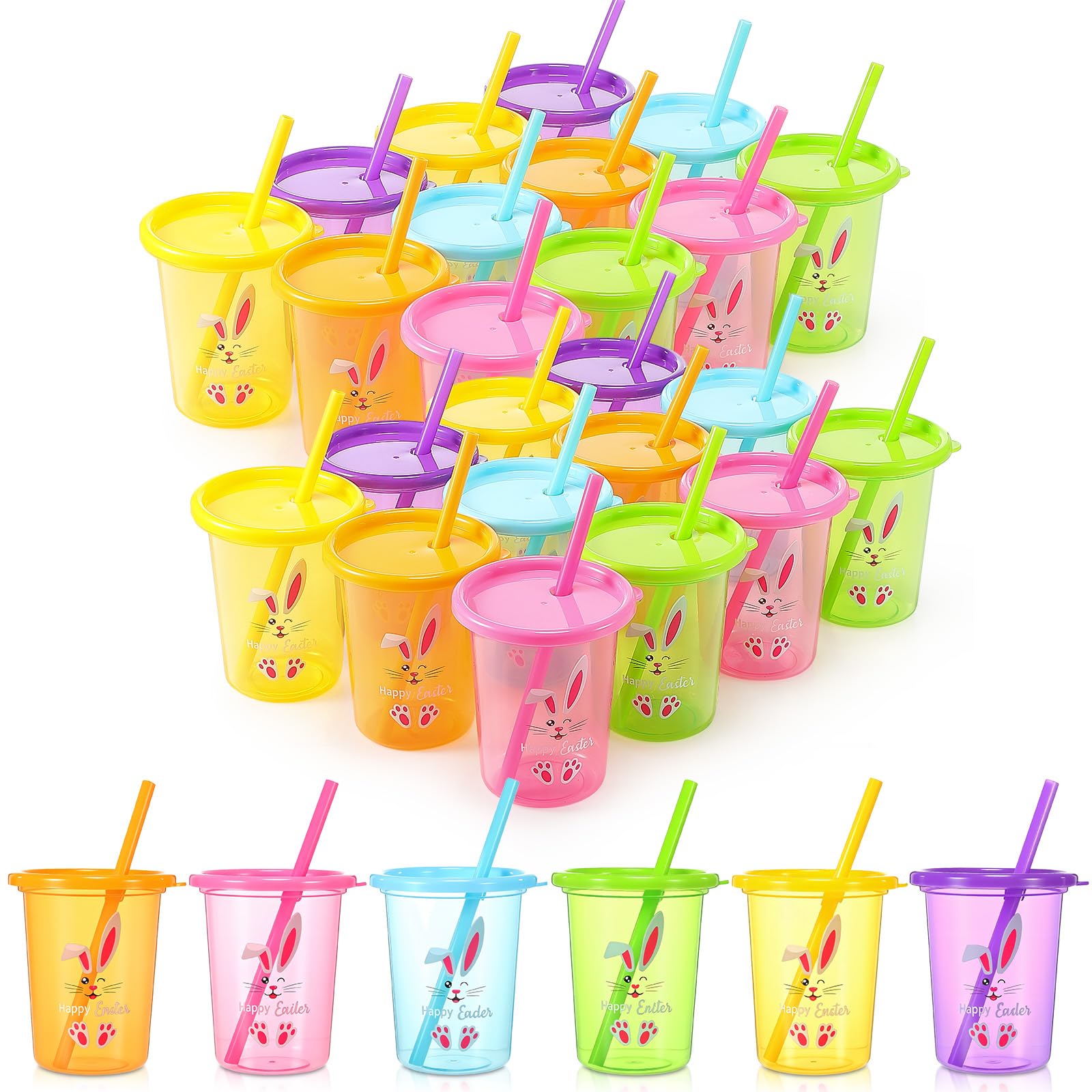 Gobelets en plastique réutilisables pour voyage, pique-niques et fêtes de Pâques colorées