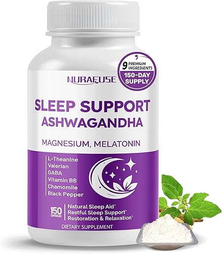 Apoyo para dormir con magnesio Ashwagandha, melatonina, L-teanina, valeriana, manzanilla  Ayuda natural para dormir* para un sueño reparador*,