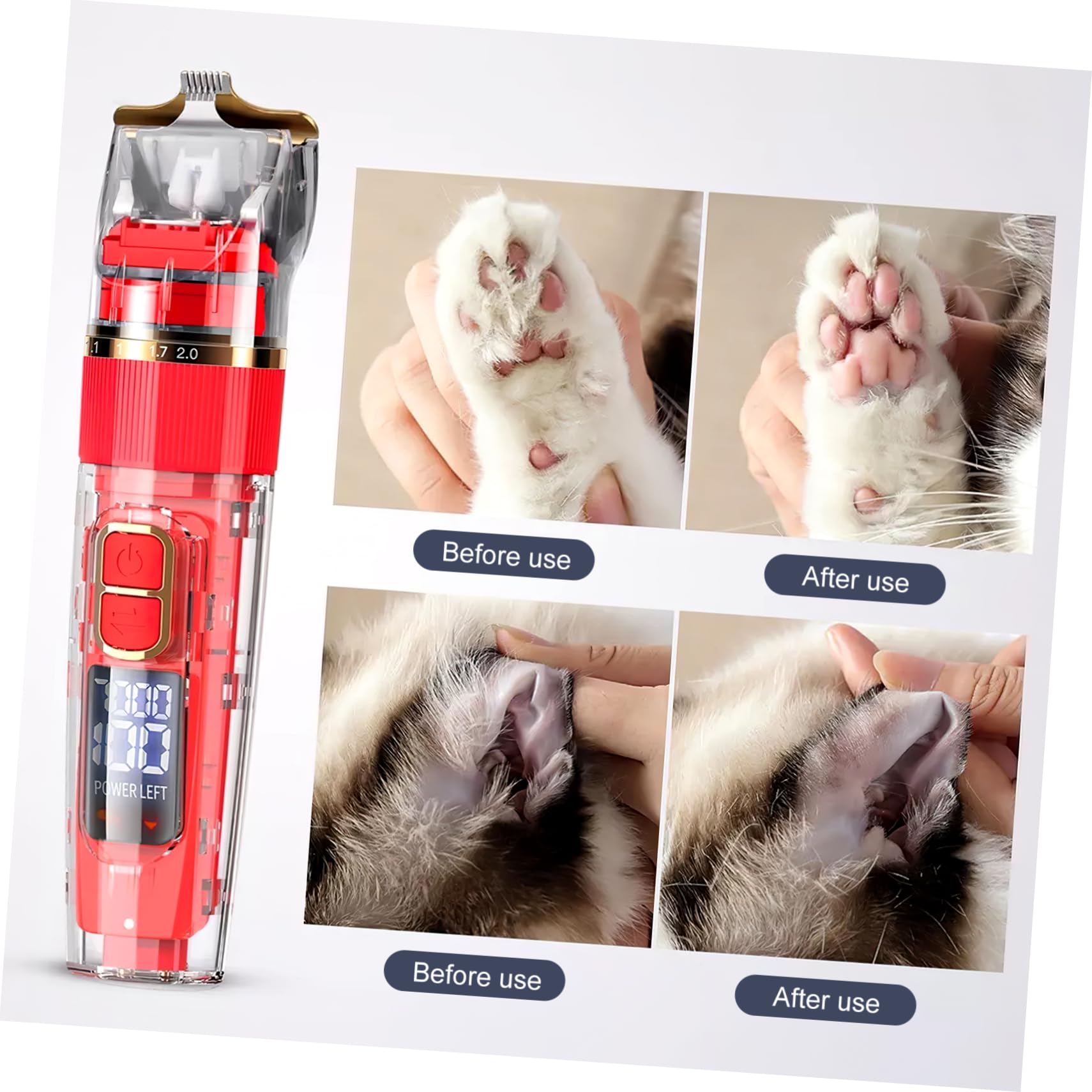 CORHAD 1Set Rechargeable Cordless Dog Cat Grooming Clipper Kit Low Noise Pet Hair Trimmer with Washable Body LED Screen Multiple Accessories for Easy Grooming at Home