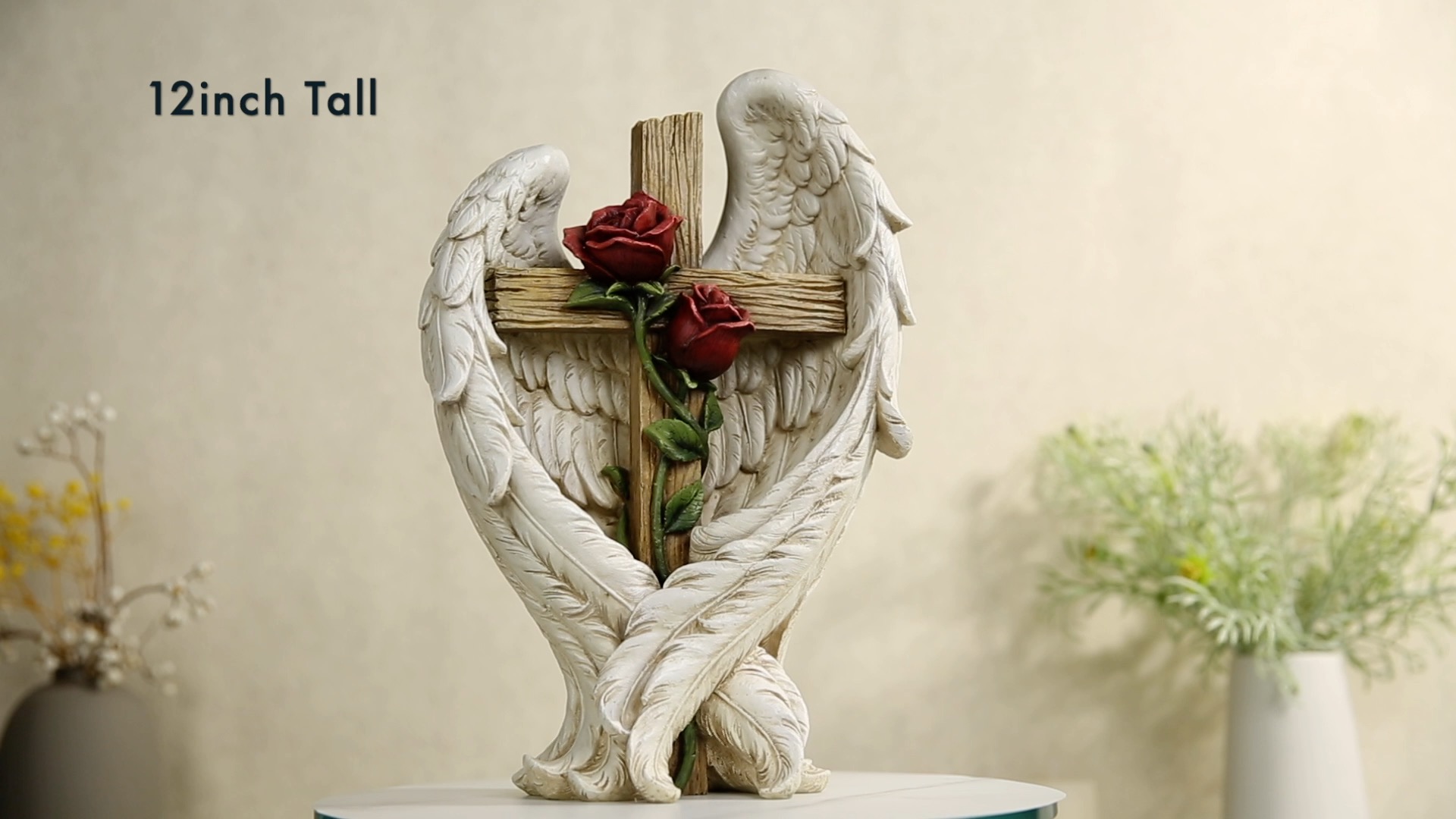 Angel Wings Cross Decoration - 3pcs Acrylic, Shatterproof, Spiritual Home Decor For Desk, Garden, Wall, Gift For Mother's Day