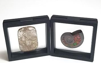 Black Transparent 3D Floating Frame Display Holder/Box/Frames for Challenge Coins, AA Medallions, Antique, Jewelry,Gift, 3.5 x 3.5 x 0.75 Inches Set of 2 pcs