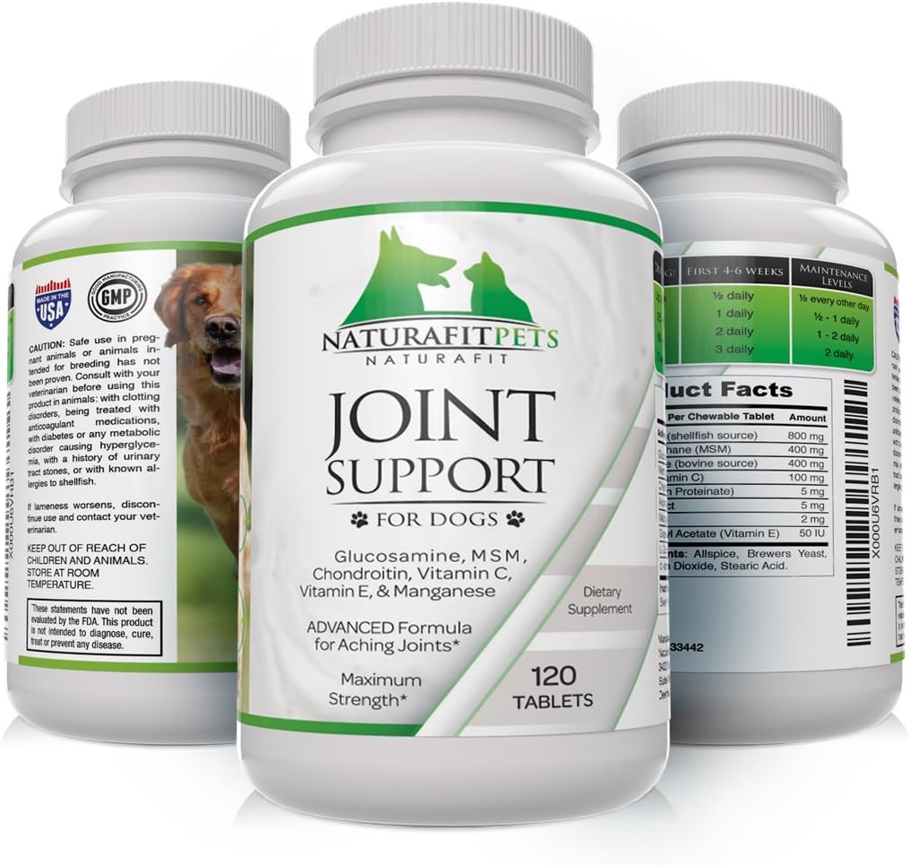 Naturafitpets Joint Support Supplement for Dogs, 120 Tablets