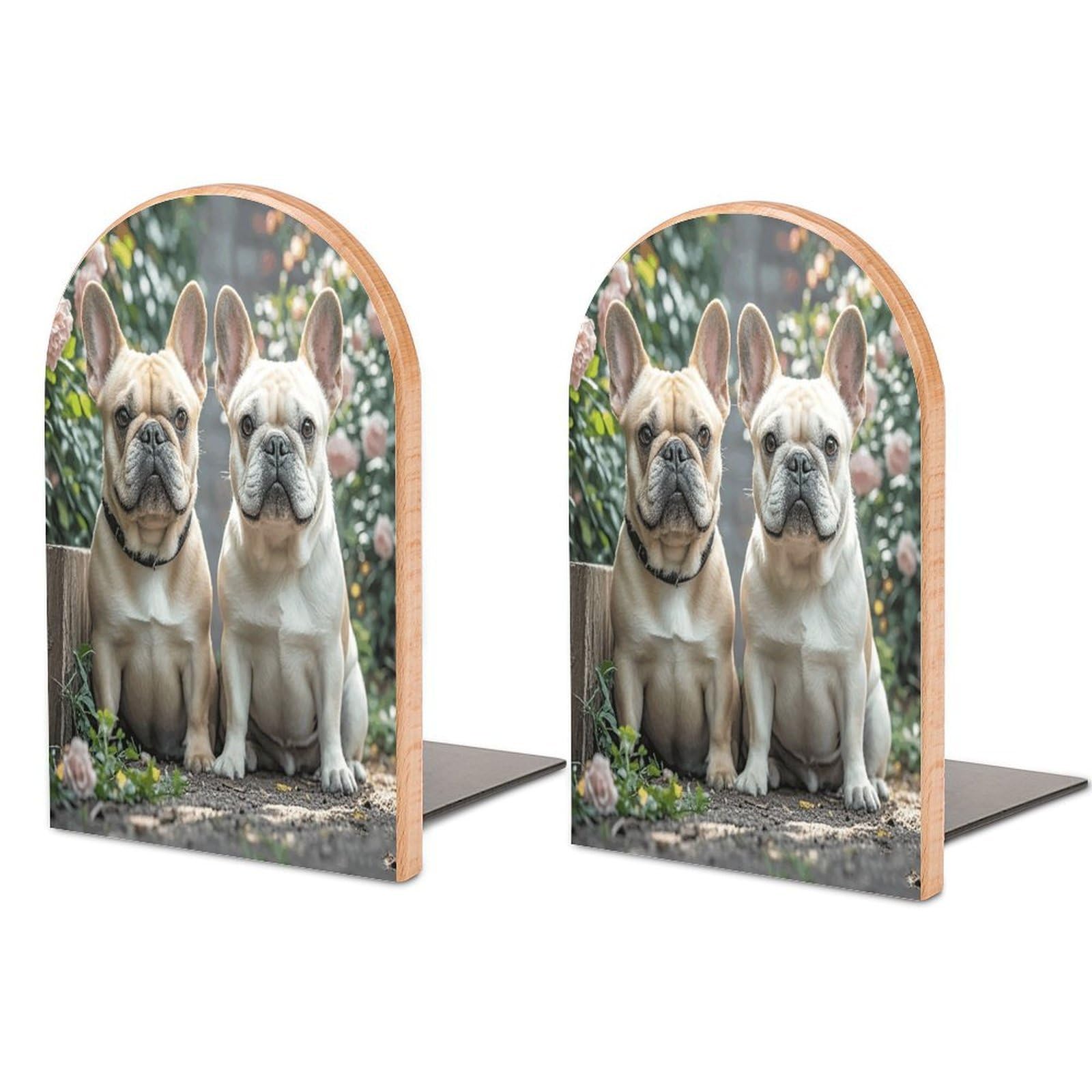 Sujetalibros de madera bulldog francés para decorar salones modernos y organizar despachos ordenados