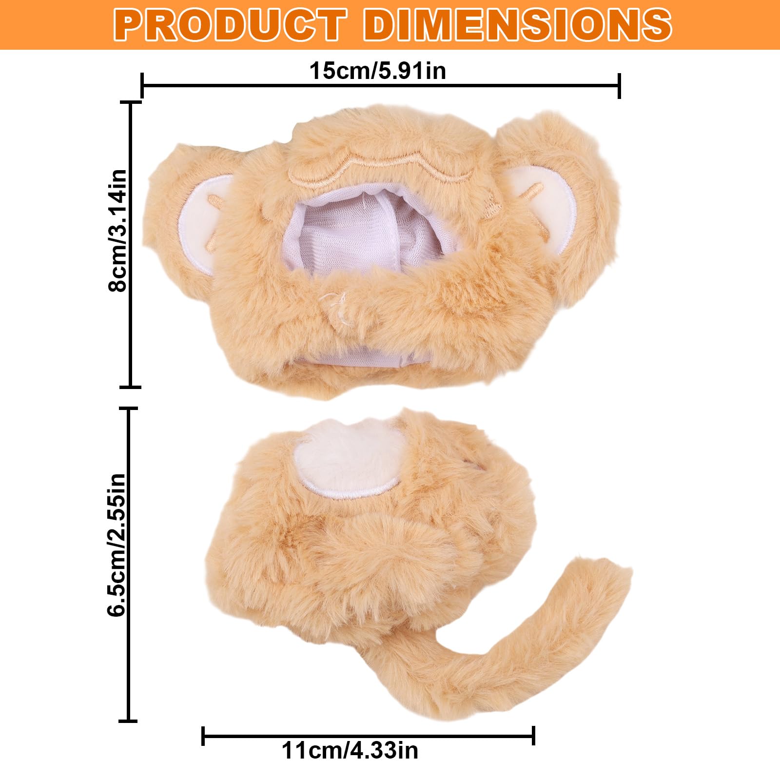Sinbana Doll Monkey Costume Set, Headpiece & Outfit Cute Plush Clothes for Halloween Costume Cosplay & Themed Parties Accessories Parts - Image 2