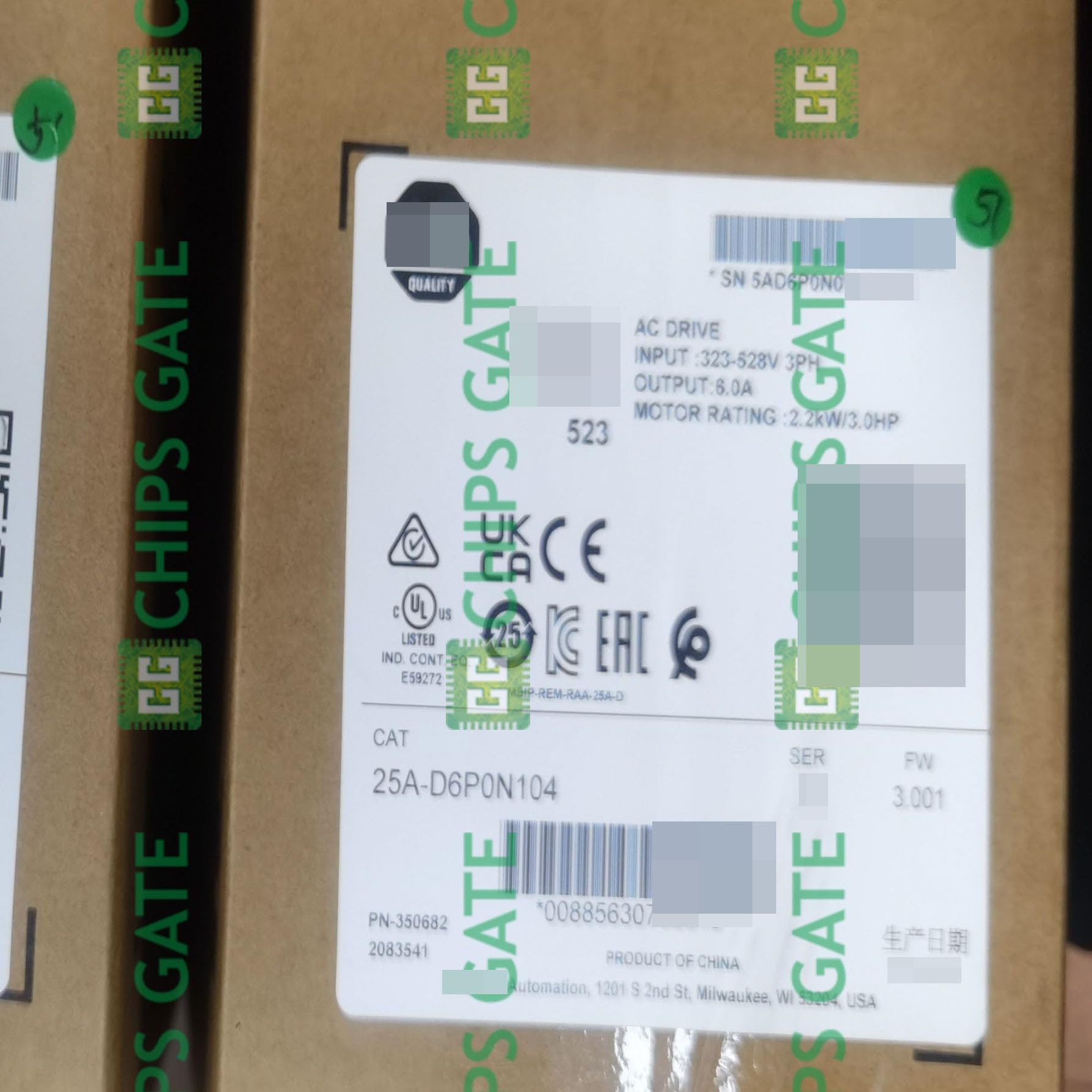 25A-D6P0N104 Werksversiegelung 523 2,2 kW im Karton zur Lieferung