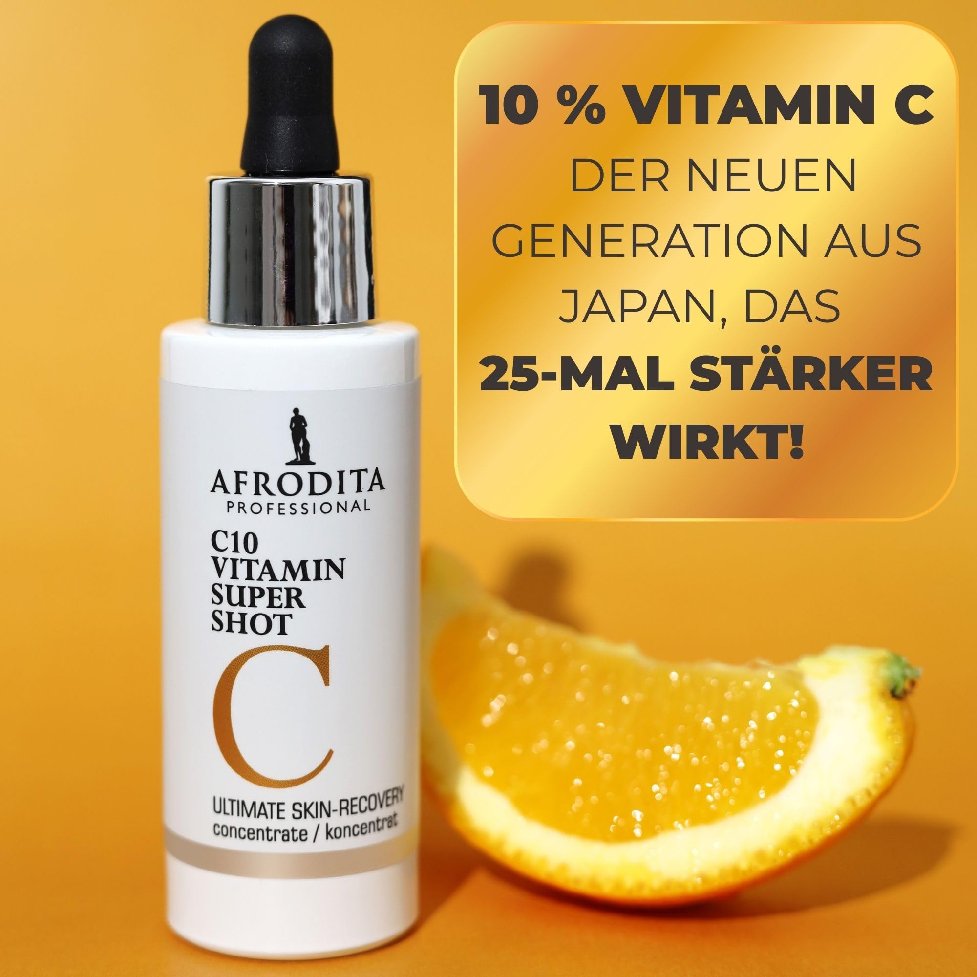 Afrodita Professional C10 Vitamin Super Shot Serum | 10% stabilisiertes Vitamin C Gesichtsserum gegen Pigmentflecken | Aufhellendes Anti-Aging Serum mit Glow-Effekt für alle Hauttypen 30 ml