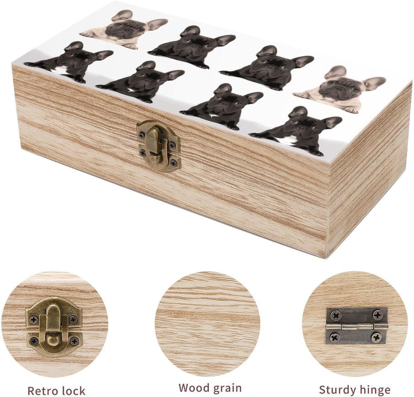 French Bulldog Keepsake Box Wooden Storage Box with Lid image 3
