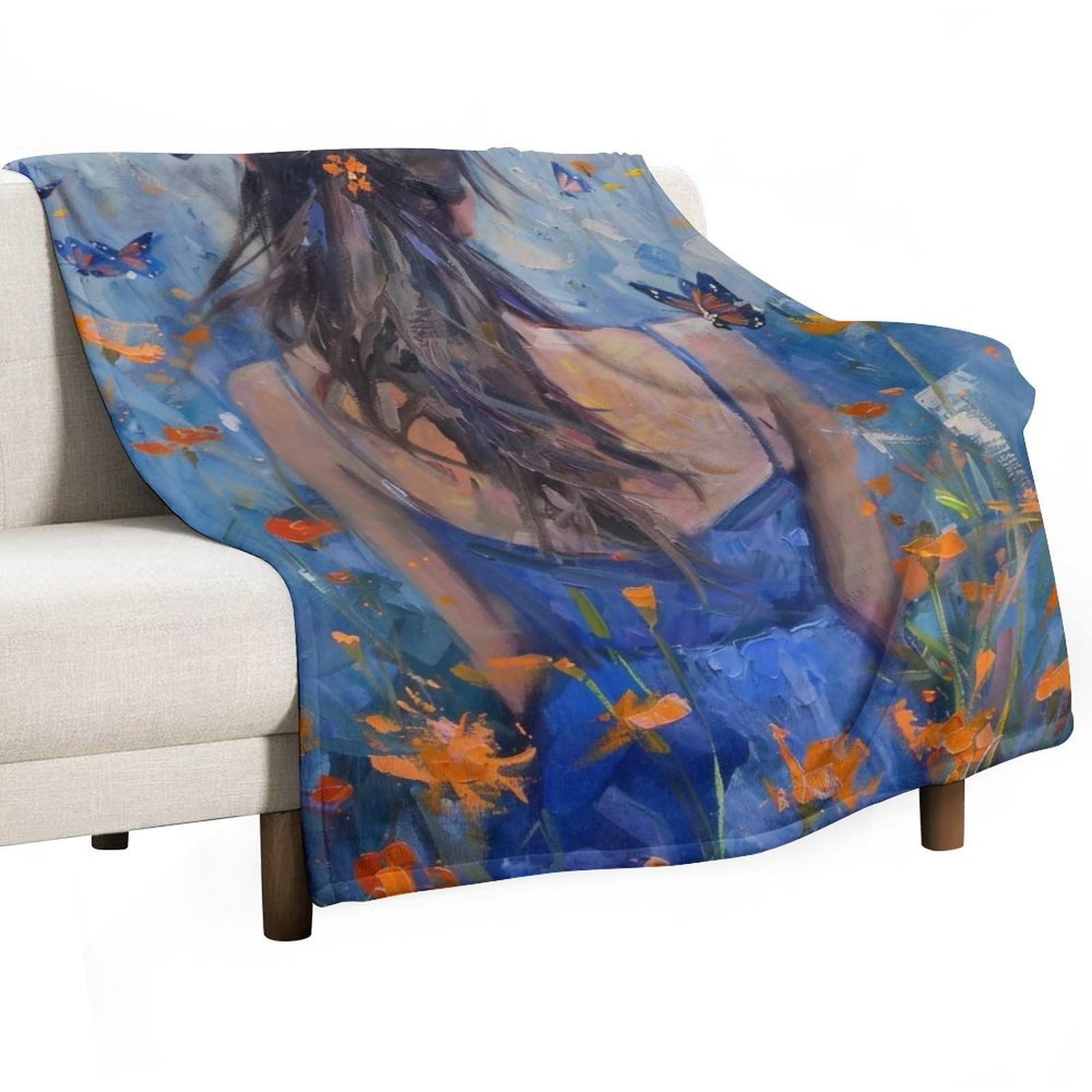 YHGSREUOH Butterfly Woman 01 Flannel Blankets Fleece Soft Throw Lightweight Plush Gifts for Couch, Bed, Cozy Sofa Plush, Chair, Lovers 80x100cm(30x40in)
