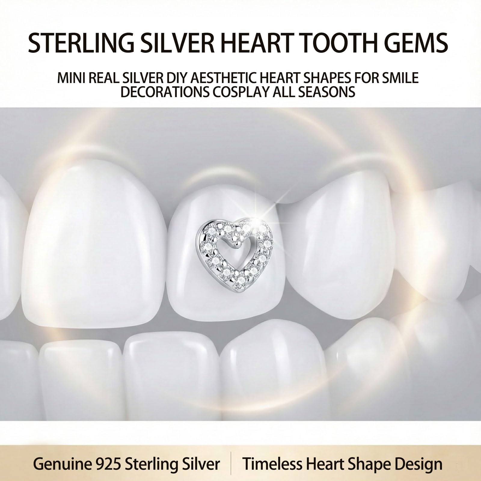 Amazon.com : Chamon Sterling Silver Heart Tooth Gems - Mini Real