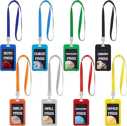 Juego de 8 cordones de pasillo y pases escolares, juego de pases escolares de PVC irrompible, juego de pases escolares para profesores, biblioteca,