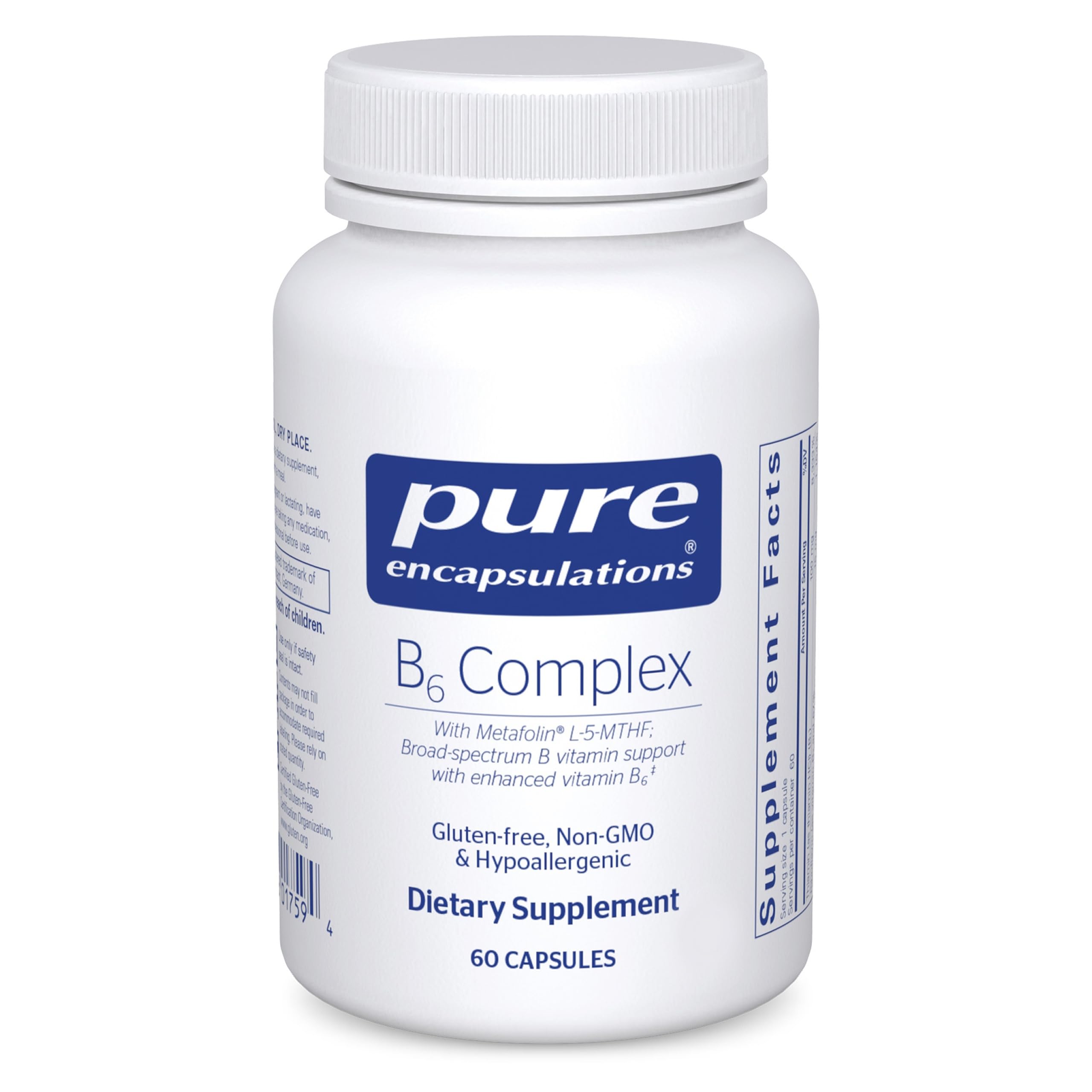 Pure Encapsulations B6 Complex - Supports Nervous System & Brain Health* - Includes B Vitamins - Contains Enriched Vitamin B6 - Non-GMO & Gluten Free