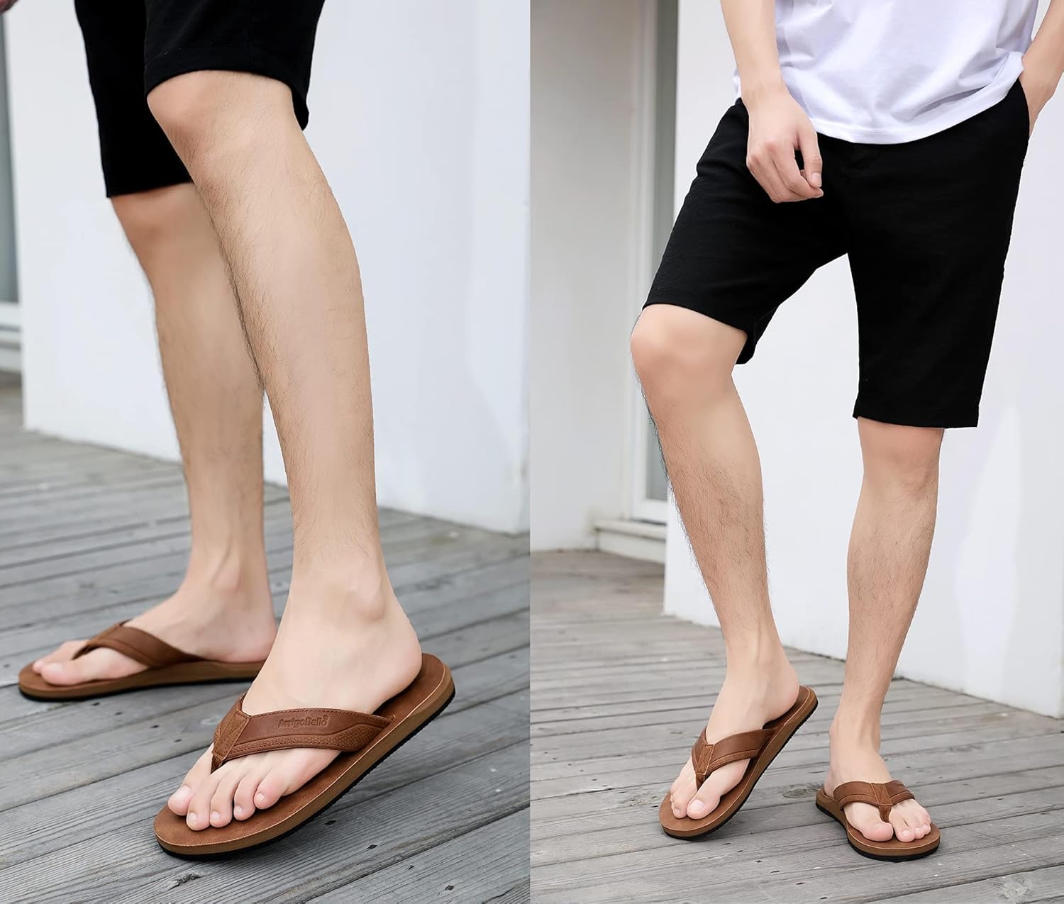 AX BOXING Mens Flip Flops Leather Thong Sandals Casual Comfort Slides Slippers - Image 7