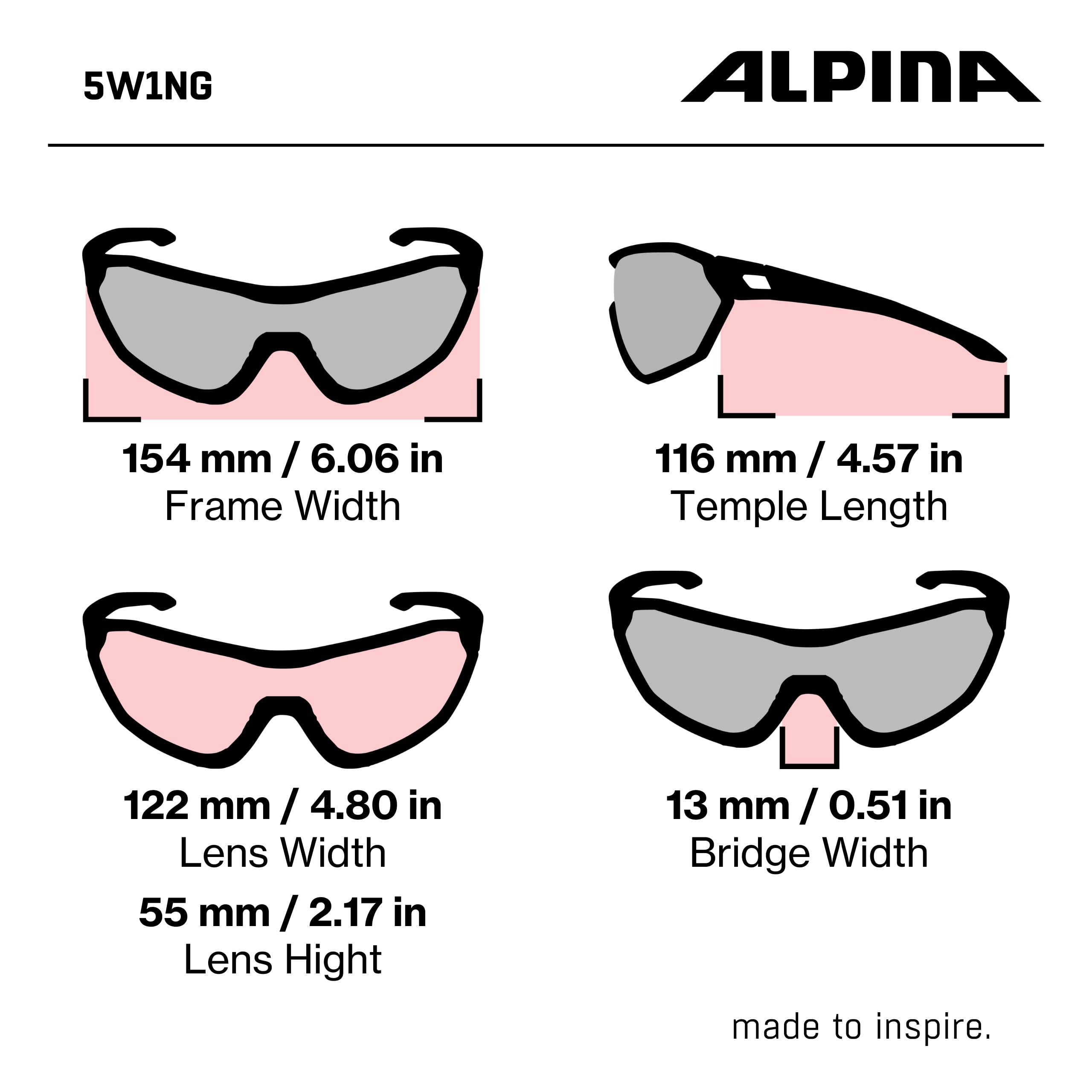 ALPINA 5w1ng Cmb+ Occhiali sportivi Unisex - Adulto (Pacco da 1)
