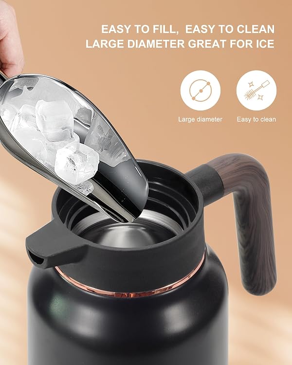 51 Oz Carafes for Hot Liquid, Stainless Steel Insulated Vacuum Thermal Coffee Carafes For Keeping Hot, 1.5 Liter Coffee Dispenser(Gold/Black) by Tgvasz - Image 5