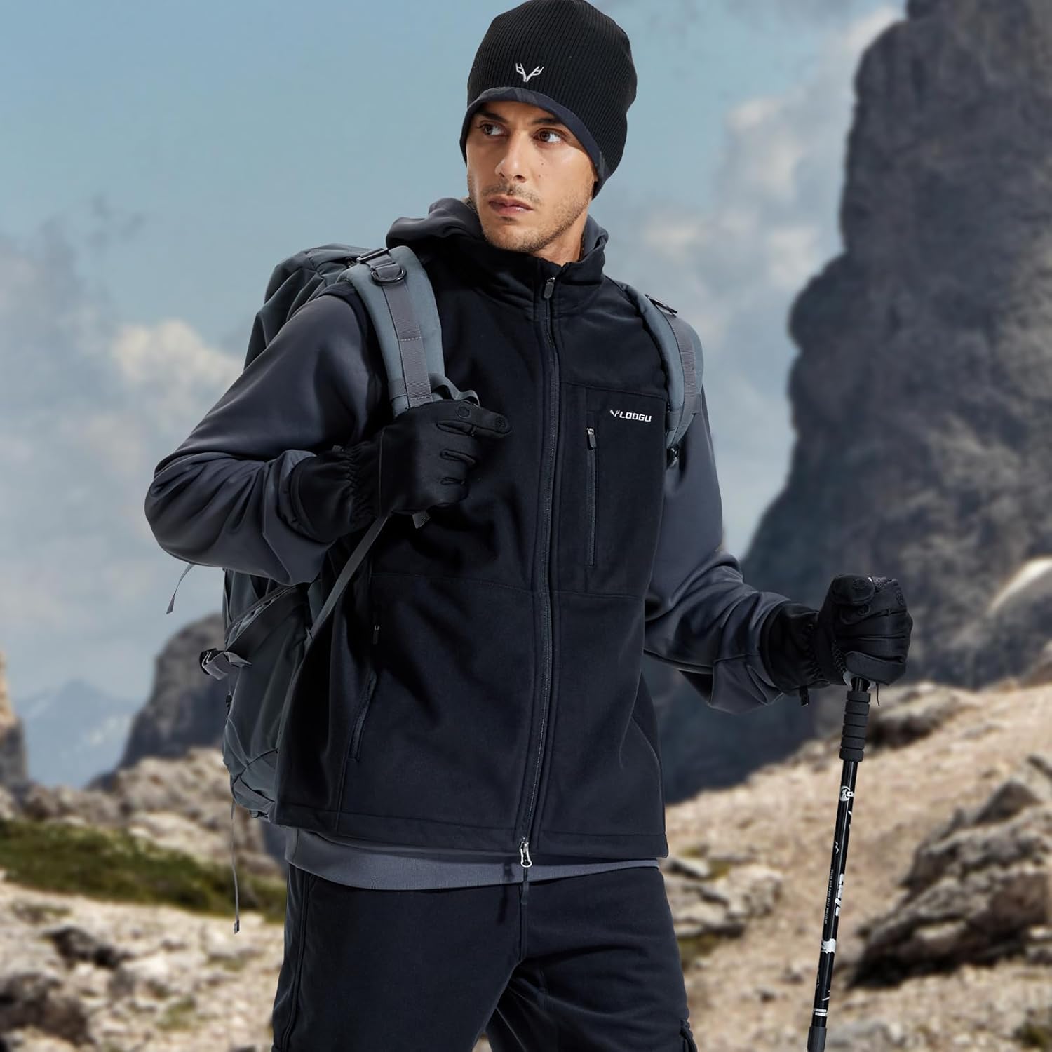 LOOGU Mens Camo Hunting Vest Fleece Lined Water Resistant Outdoor Fishing Outwear - Image 3