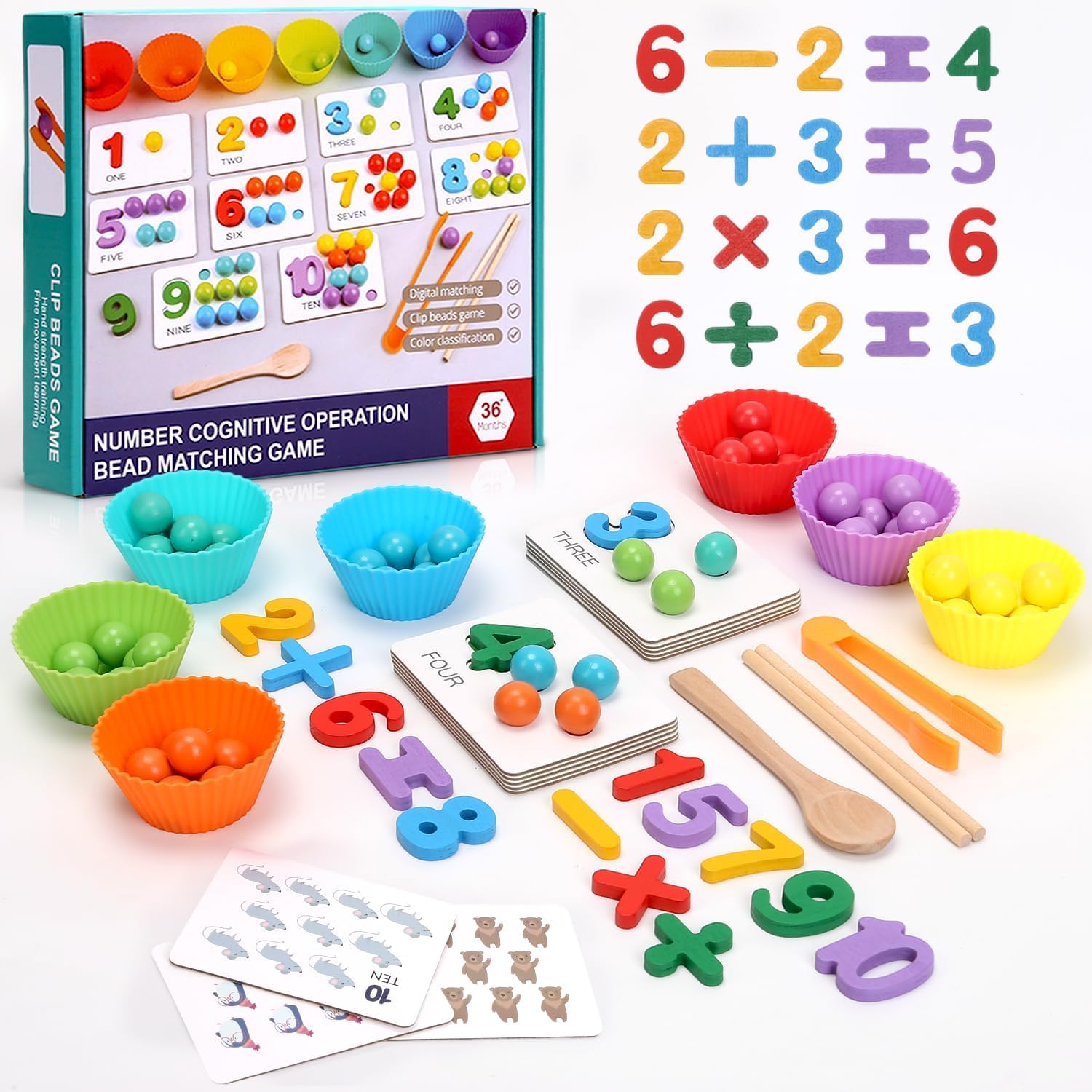 Math Number Patterns Toy Starnearby Montessori Arithmetic Math Toy Set, Wooden Digital Learning ...