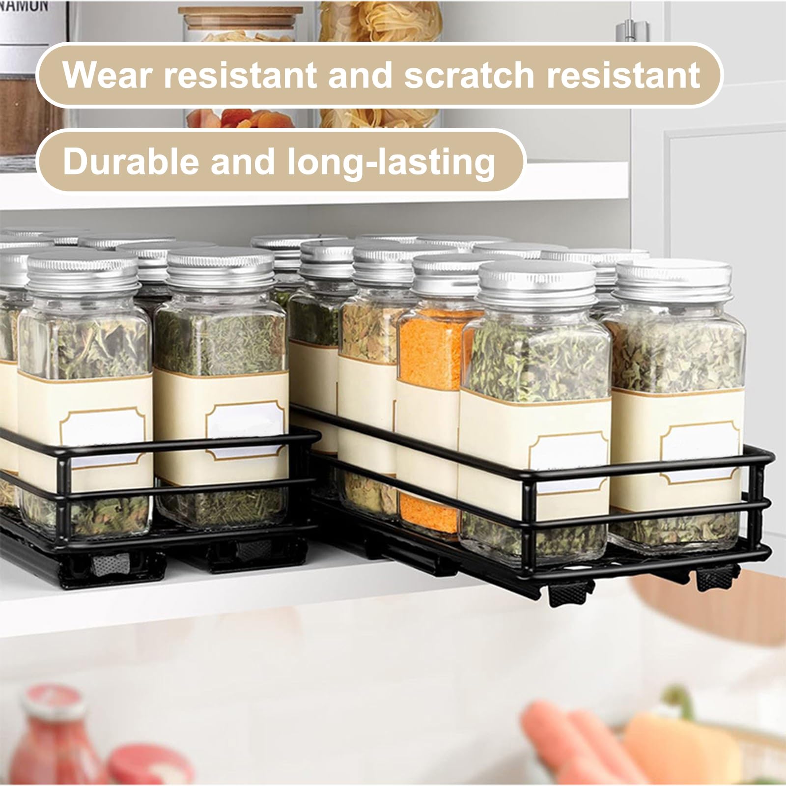 Estante de almacenamiento para debajo del fregadero, estante de almacenamiento de cocina, estante de especias extraíble, estante de almacenamiento de gabinete, adecuado para cocina, baño, sala