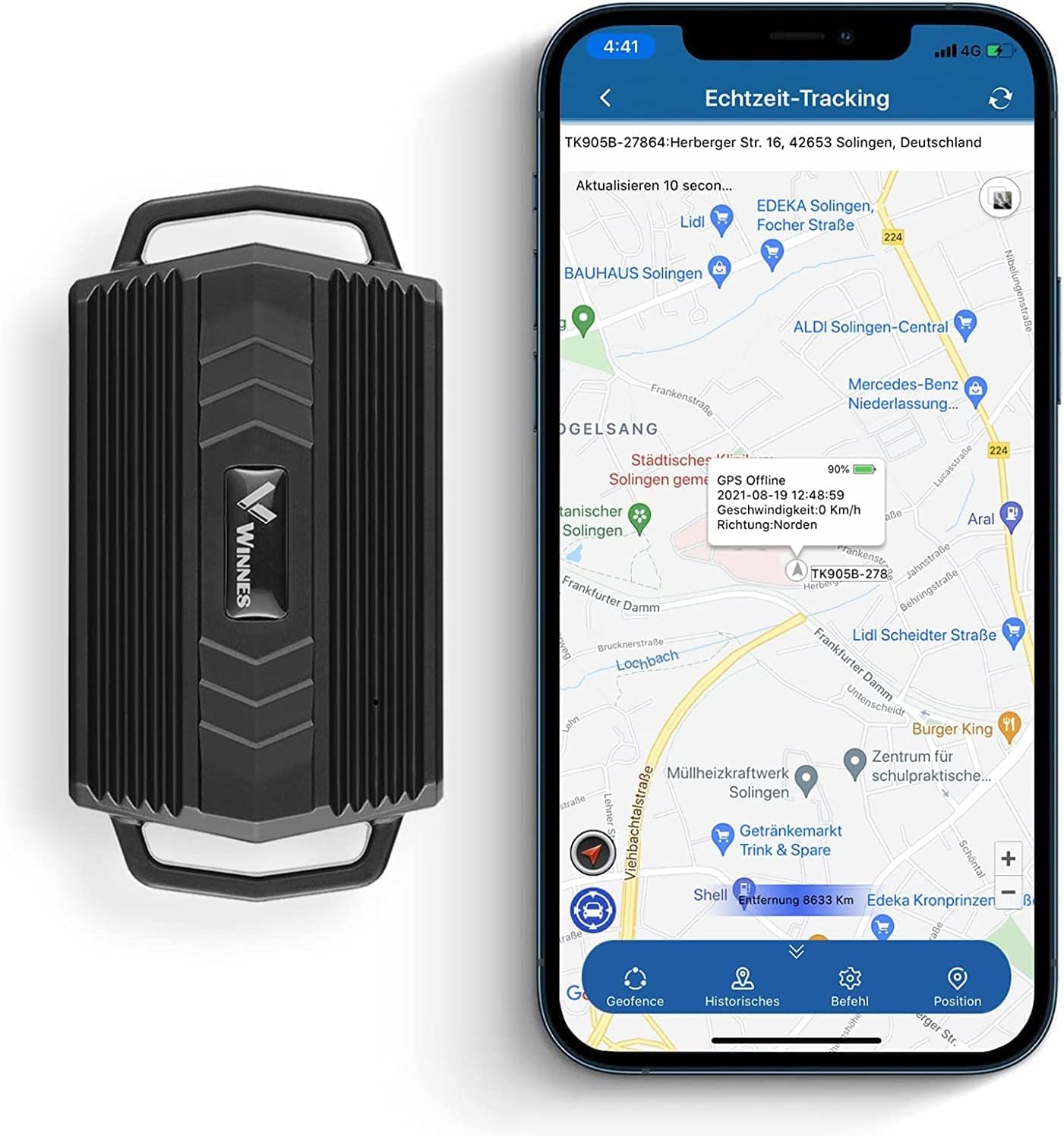 TKMARS Localizador GPS con Imanes Potentes, 50 días en Espera,Impermeable, Seguimiento en Tiempo Real,Repetición de Ruta histórica,con Aplicación Gratuita, para Camión, Barco, Vehículo, Motocicleta