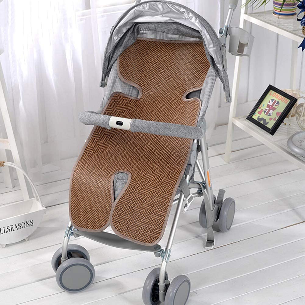 Universal Kinderwagen Pad, Atmungsaktive Sommer Kinderwagen Sitz Liner Kind Sicherheit Sitz Cart Mat Naturfaser Kinderwagen Cool Pad für Baby Kinder,Gelb