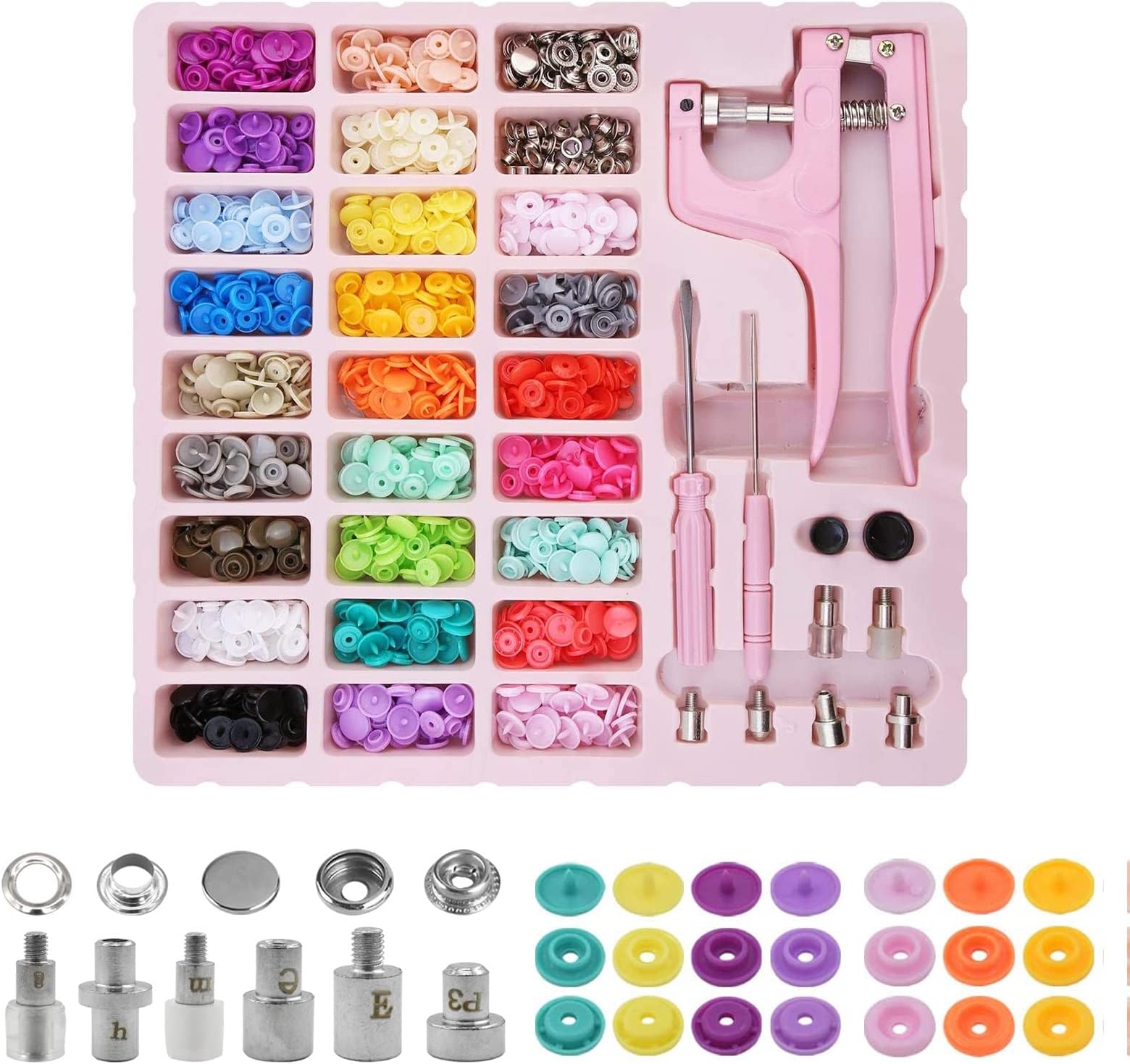 Boutons Pression En Plastique - Lot De 384 Avec Pince - Pour Couture Vêtements Et Bavoirs