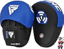 RDX Boxing Pads Focus Mitts, Maya Hide Leather Curved Hook and Jab Target Hand Pads, Great for MMA, Kickboxing, Martial Arts, Muay Thai, Karate Training, Padded Punching, Coaching Strike Shield