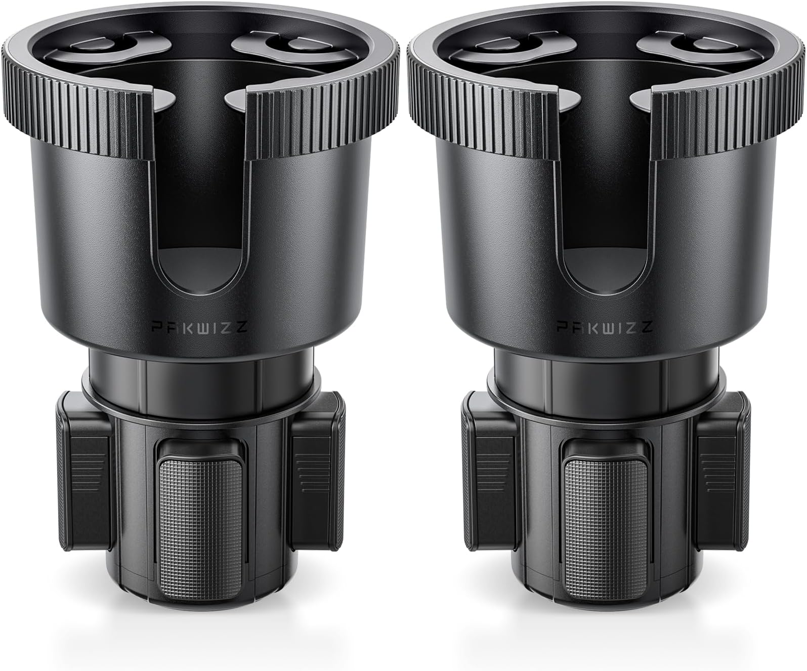 2 Pack Car Cup Holder Expander - [Reinforced&Stabilized Version] Automotive Cup Extender Adapter| 4 Adjustable Bases| Fit Large Bottles Big Drinks Mugs Cups in 2.8"-4.0"| No-tool Required| Solid Black