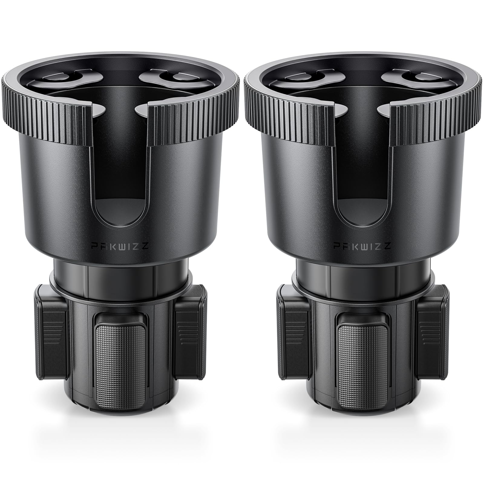 2 Pack Car Cup Holder Expander - [Reinforced&Stabilized Version] Automotive Cup Extender Adapter| 4 Adjustable Bases| Fit Large Bottles Big Drinks Mugs Cups in 2.8"-4.0"| No-tool Required| Solid Black
