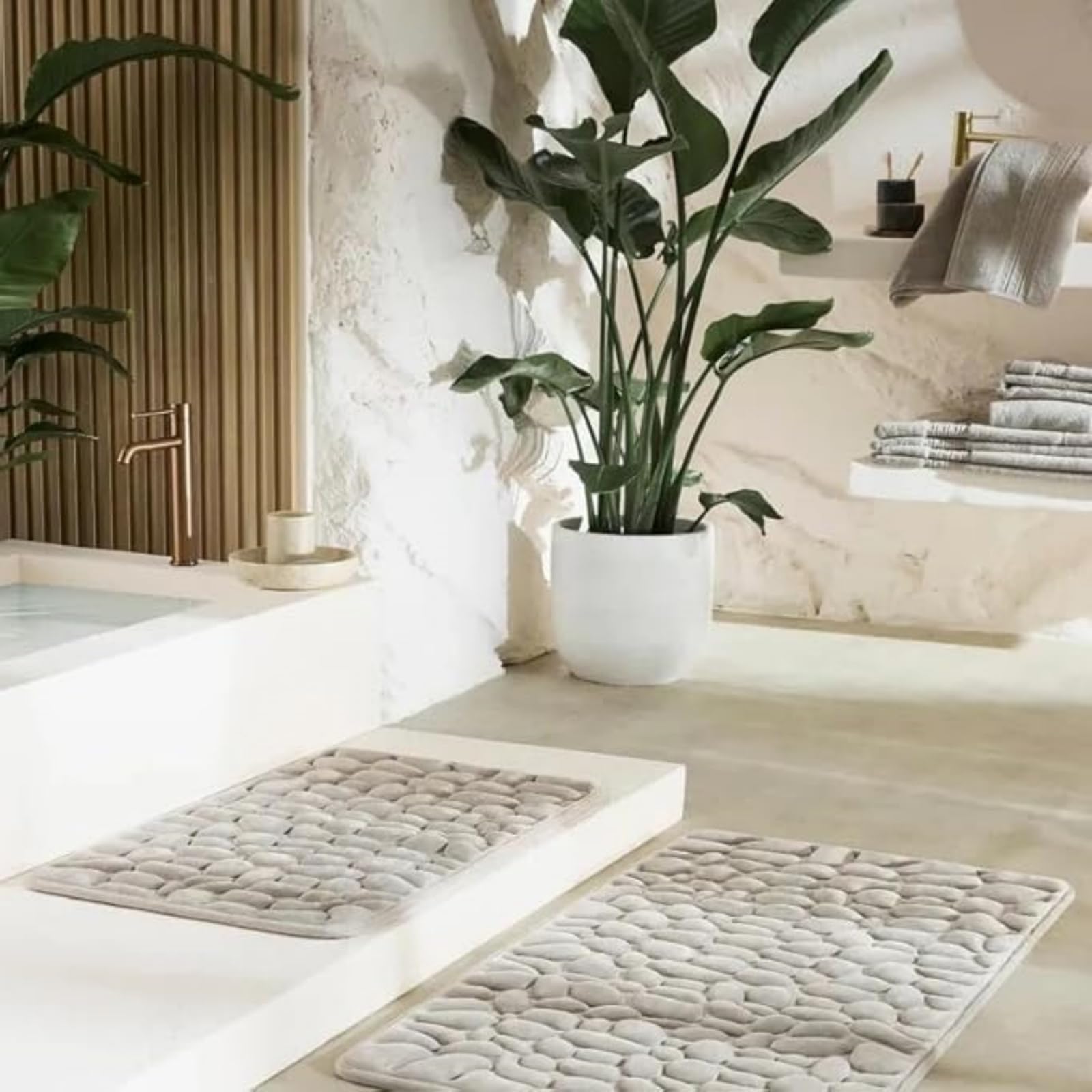 La Berge Le Tapis De Bain-Absorption Rapide et Design antidérapant-Très Absorbant (Bleu)