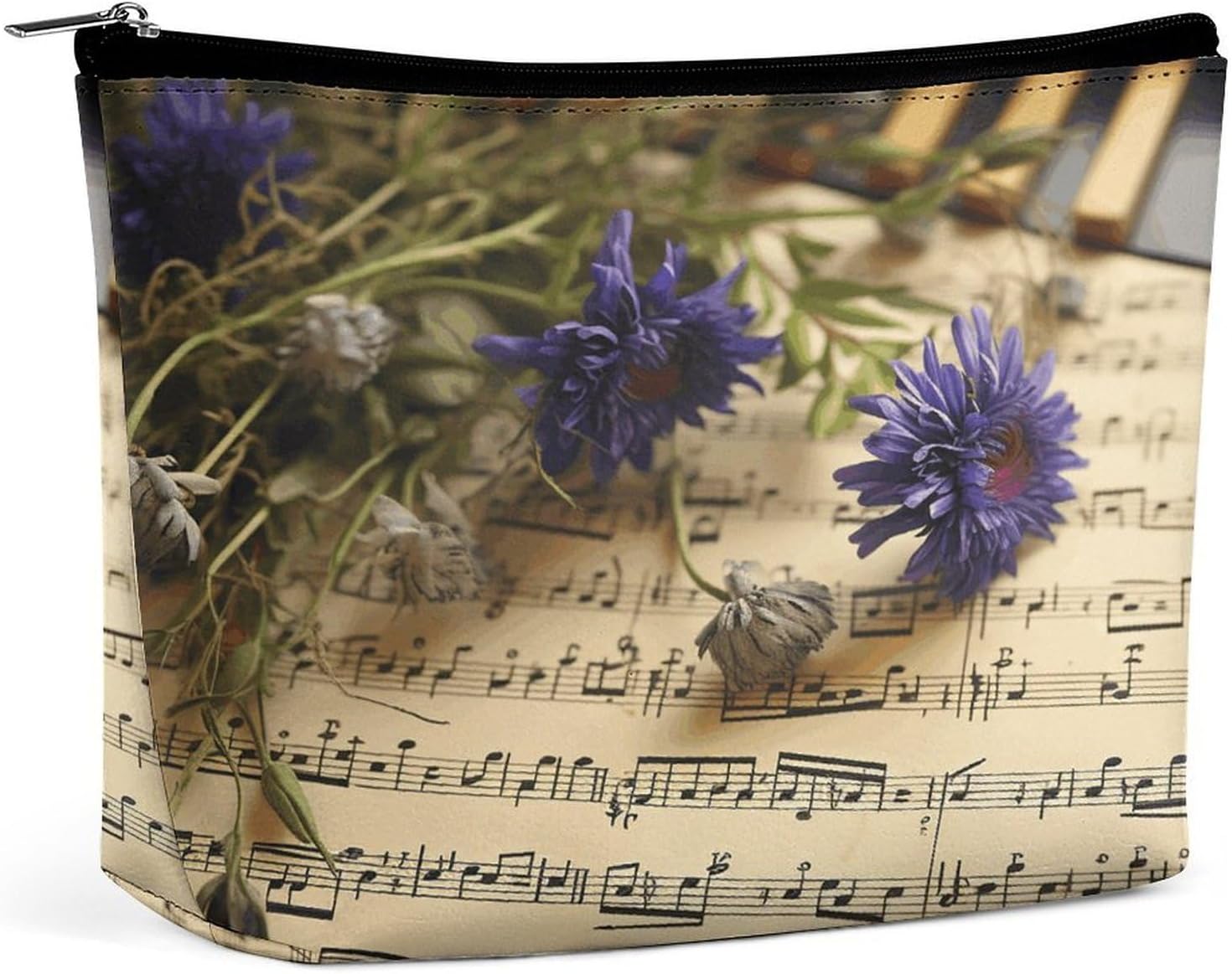 Music Sheet Travel Cosmetic Bag Small Makeup Bag,Portable Toiletry Bag Travel Accessories for Women Men