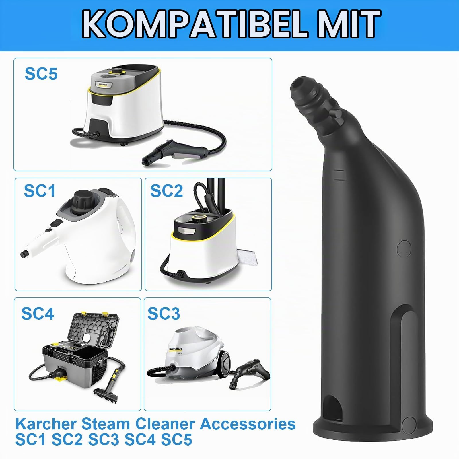 12PCS De Accesorios De Limpieza De Vapor para Kärcher Easyfix SC1 SC2 SC3 SC4, Juego De Piezas De Repuesto con Boquilla Extendida, Cepillo Redondo,Cepillo para Juntas, Paños De Microfibra