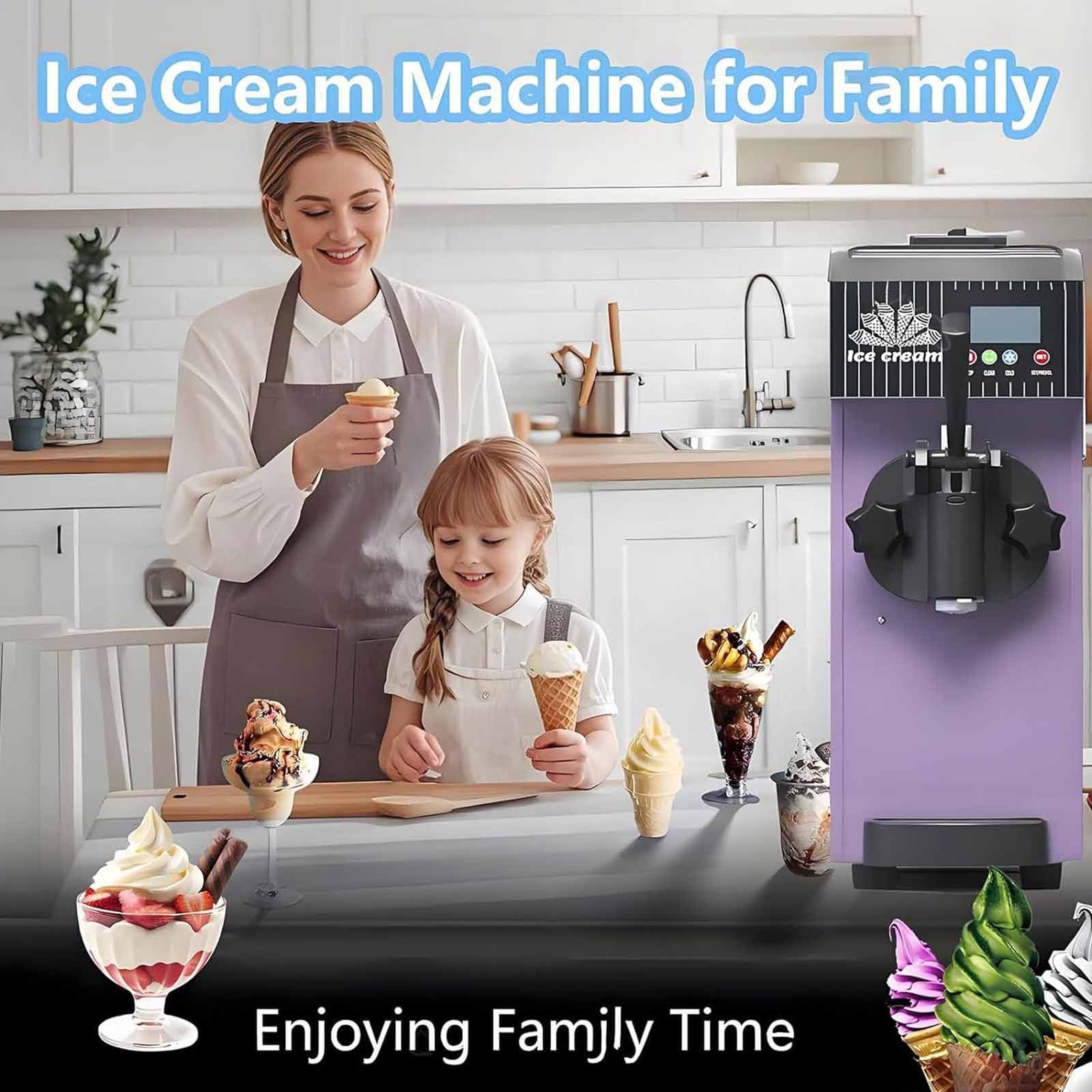 Qiang Gelatiera Italiana da 450w/750w, Macchine per Gelato per La Casa, Macchina per Yogurt Gelato E Sorbetto, 4-8 kg All'ora con Display a LED, Autopulente, Monogusto Grey-BQL28