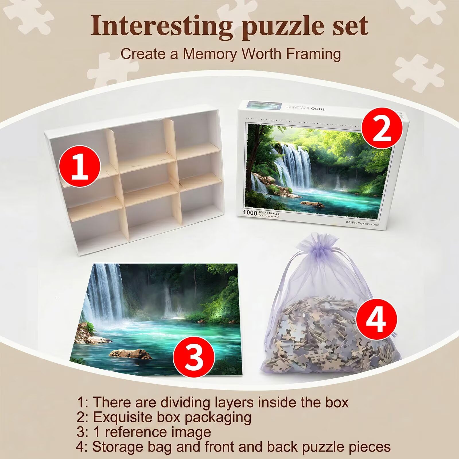 Puzzle 1000 sztuk dla dorosłych, drewniane puzzle 75 x 50 cm duży szczegół i żywe kolory - zabawne wyzwanie dla rodziny i przyjaciół, twórcza aktywność i prezent edukacyjny, spadek lasu f0-824