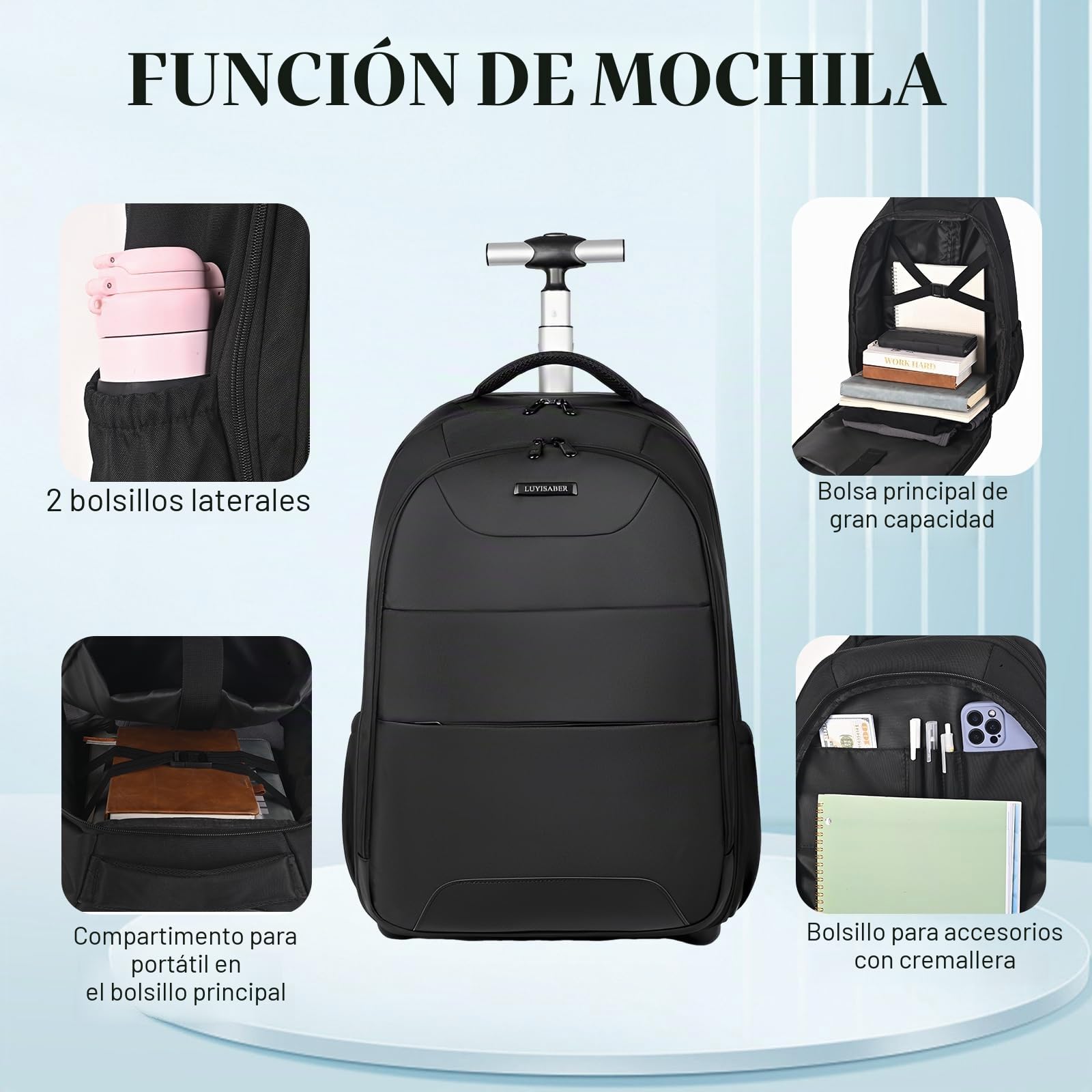 Hivexagon Mochila con Ruedas de 81 cm, cómoda, Informal, Duradera y fácil de Transportar, Ideal para Llevar portátil y Documentos, con Correas de Hombro Ocultas, Ideal para Viajes de Negocios