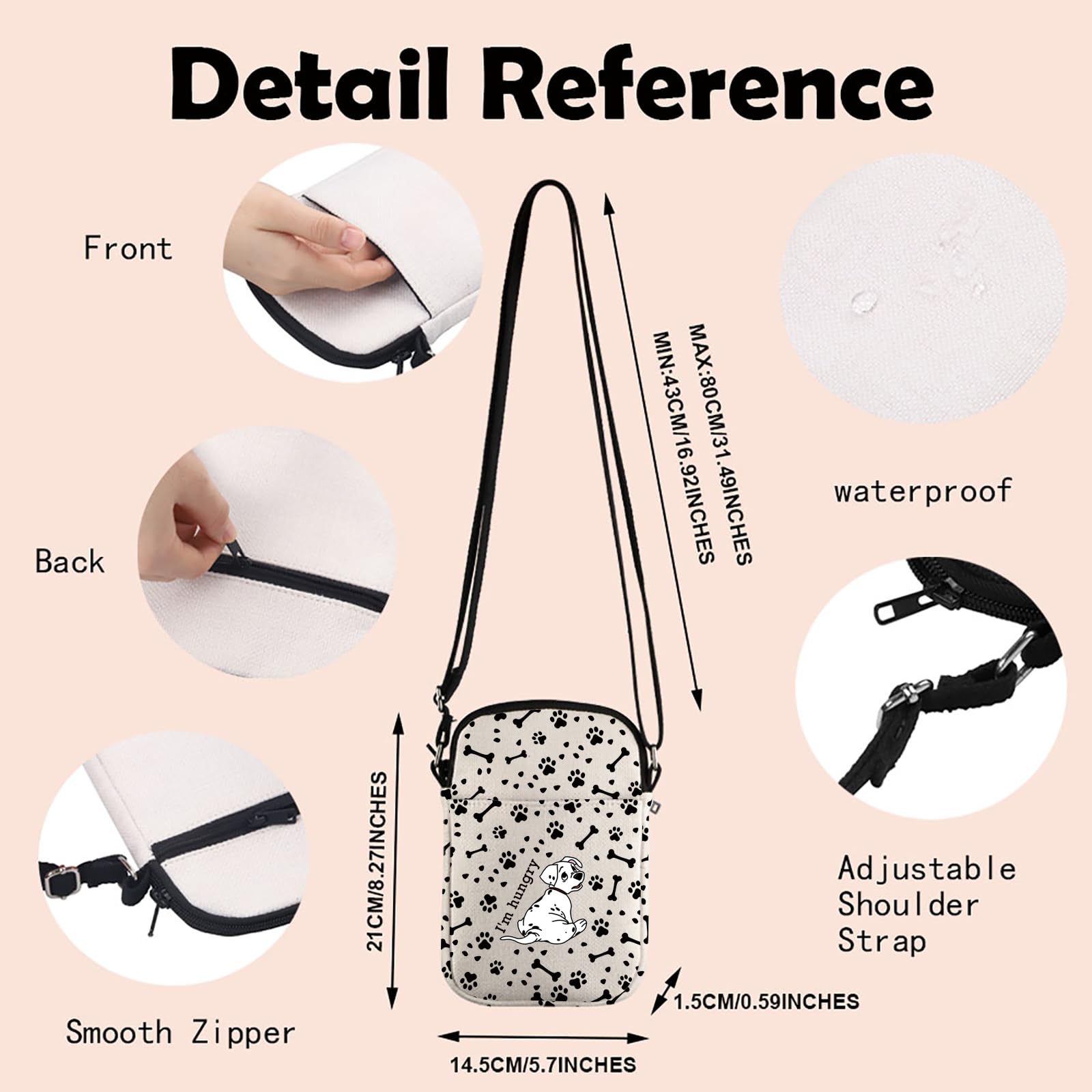 101 Dogs Cartoon Movie Inspired Rolly Lover Gift I’m Hungry Cosmetic Bag Dalmatians Movie Fans Gift (HungryCrossbody) - Image 2