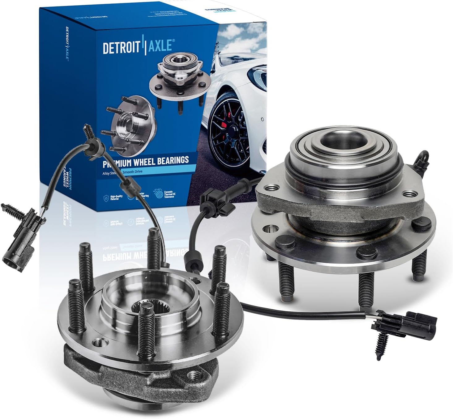 Detroit Axle - 2 Front Wheel Bearing Hubs for 2002-2009 Chevrolet Trailblazer EXT GMC Envoy XL XUV Buick Rainier Saab 9-7x Isuzu Ascender Bravada Wheel Bearing and Hubs Assembly Replacement