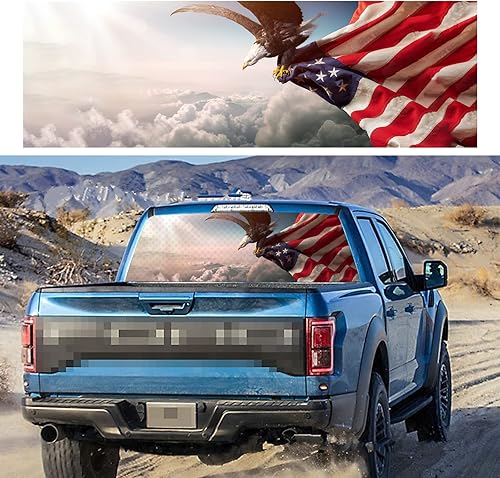 Miytsya Paquete de 1 calcomanía para ventana trasera de automóvil 579 x 181 pulgadas calcomanía impermeable para ventana de bandera estadounidense