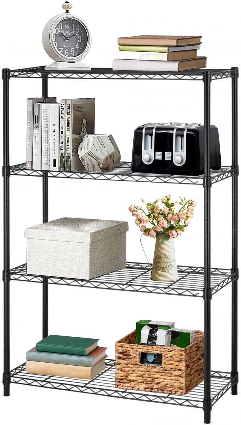 BestOffice Adjustable NSF-Certified Metal Shelf Wire Shelving Unit Storage for Small Places Restaurant Garage Pantry Kitchen Garage Rack (Black, 14" D x 36" W x 54" H)