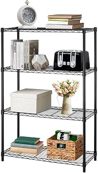 BestOffice Adjustable NSF-Certified Metal Shelf Wire Shelving Unit Storage for Small Places Restaurant Garage Pantry Kitchen Garage Rack Black, 14" D x 36" W x 54" H