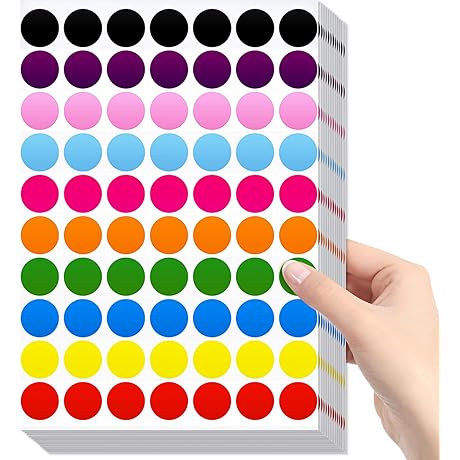 Assorted Color Stickers Dots for Kids and Adults: 910 pcs