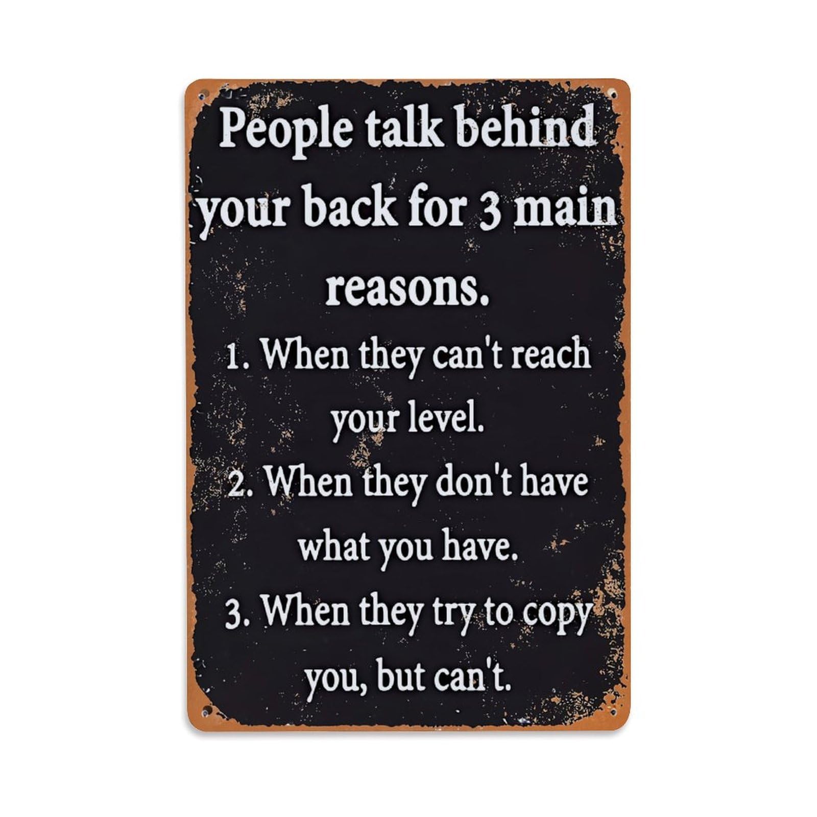 Jdfenggu Vintage People Talk Behind Back For Three Main Reasons Retro Metal Tin Sign, Decor Art Poster For Bar, Home, Man Cave, Kitchen, Laundry Room Gift 8X12inch