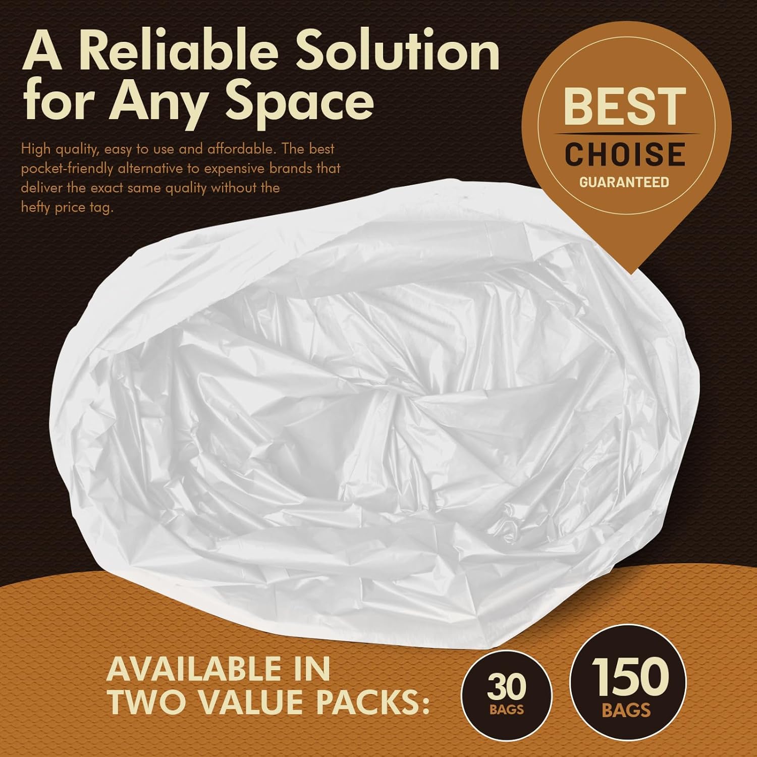 PAMI Small 4-Gallon Trash White 150 Bags - Strong Multipurpose Plastic Wastebasket Unscented Can Liners For Kitchen, Bathroom, Office- 4-Gallon Garbage Bags, 1ft x1ft