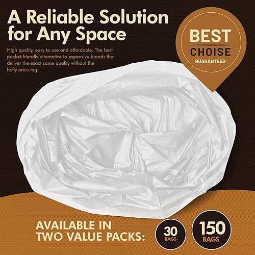 Miniatura 5 de PAMI Pequeñas bolsas de basura blancas de 4 galones, 150 bolsas de basura de plástico multiusos fuertes sin perfume para cocina, baño, oficina,