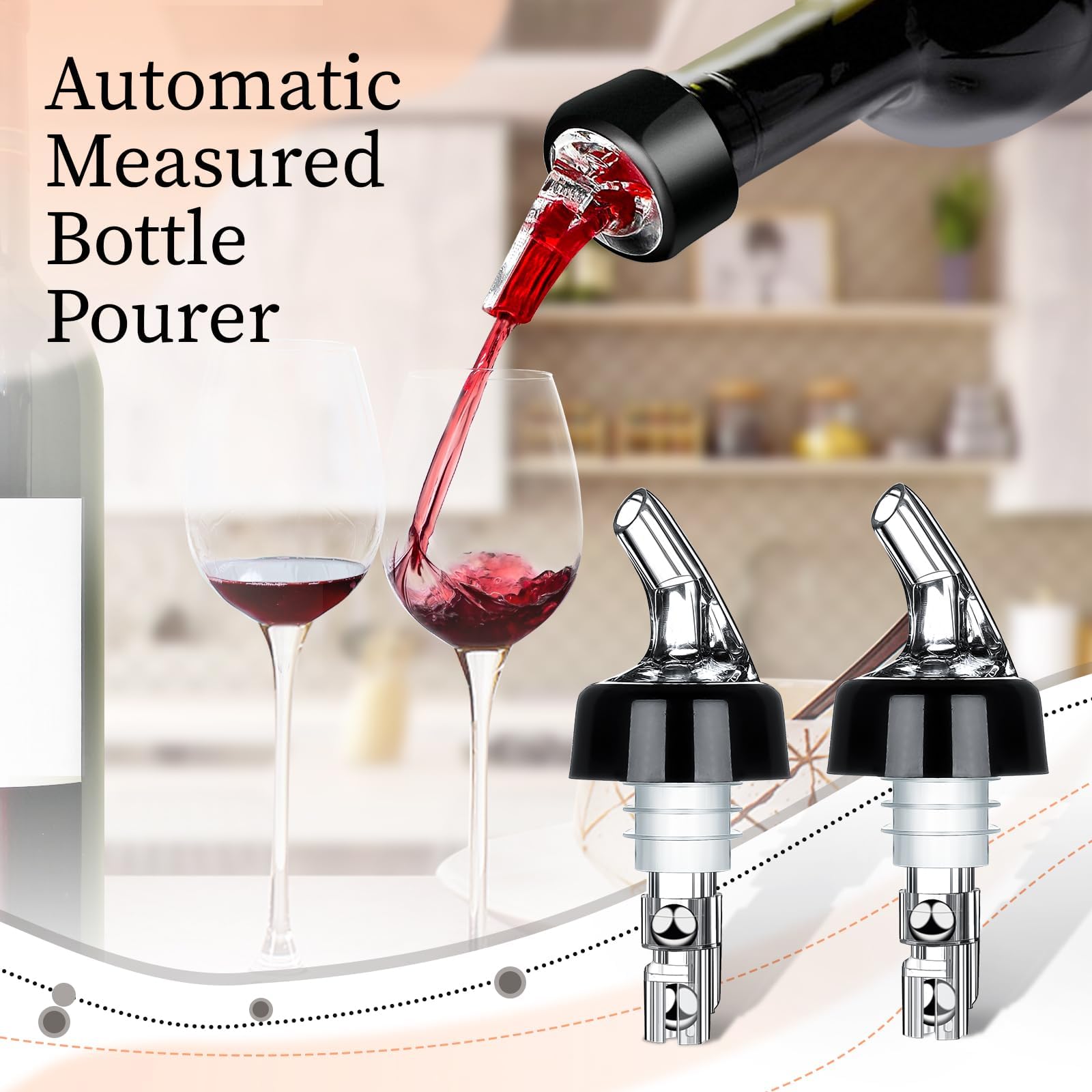 Vertedor automático de botellas medido – Vertedor de medición rápida de alcohol para bebidas, dispensador de vino y cóctel, herramientas de bar para el hogar – 1 onza / 1.0 fl oz (paquete de 12) 6