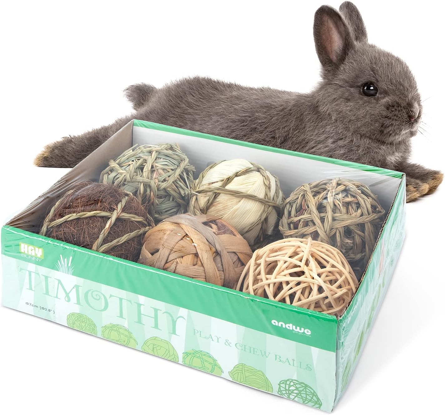 Small Animals Play Balls Rolling Chew Toys & Gnawing Treats for Rabbits Guinea Pigs Chinchilla Bunny Degus - Pet Cage Entertainment Accessories