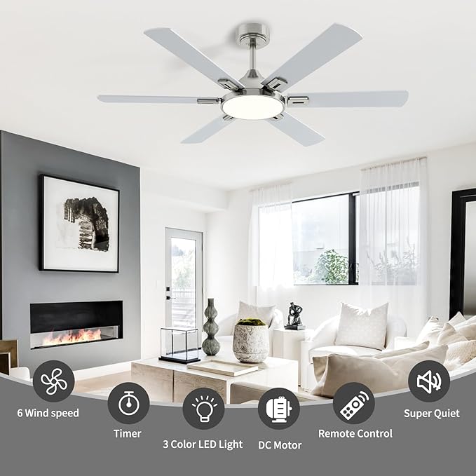 Ventilador de Techo 52 Pulgadas Con Luz y Control Remoto 6 A miniatura 3